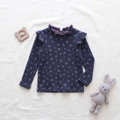 Lilo Petal Girls Floral Top - Navy Floral