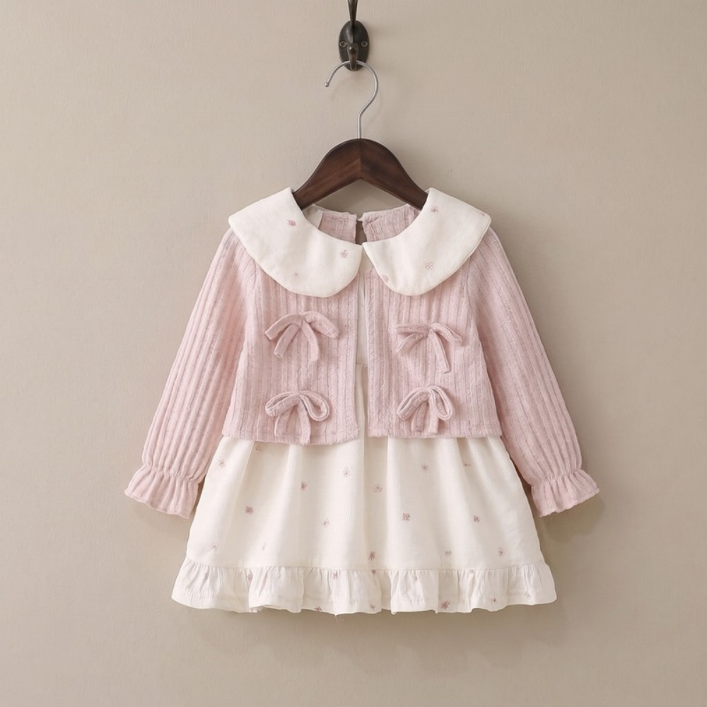 Lilo Doll Collar Floral Bow Dress - Pink