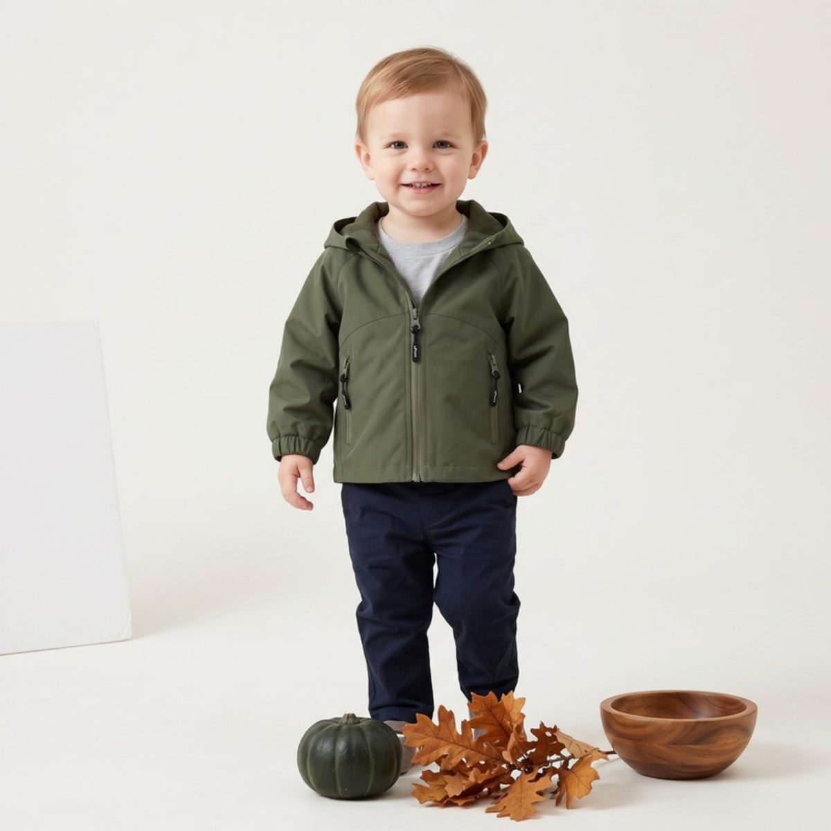 Lilo Hooded Windproof Boys Jacket - Olive