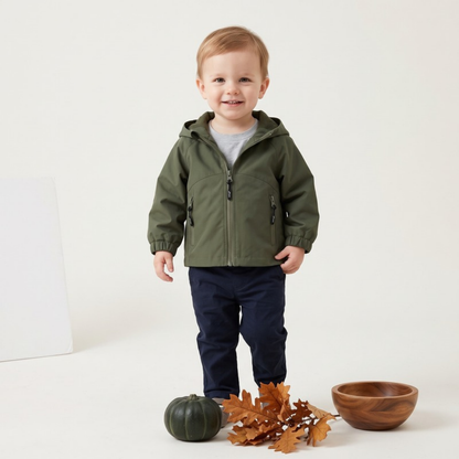 Lilo Hooded Windproof Boys Jacket - Olive