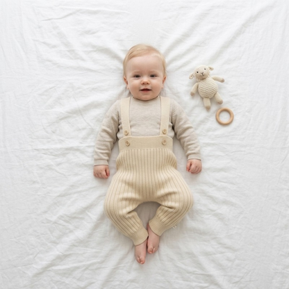 Lilo Knit Baby Overalls - Oatmeal