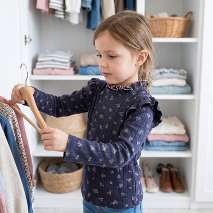 Lilo Petal Girls Floral Top - Navy Floral
