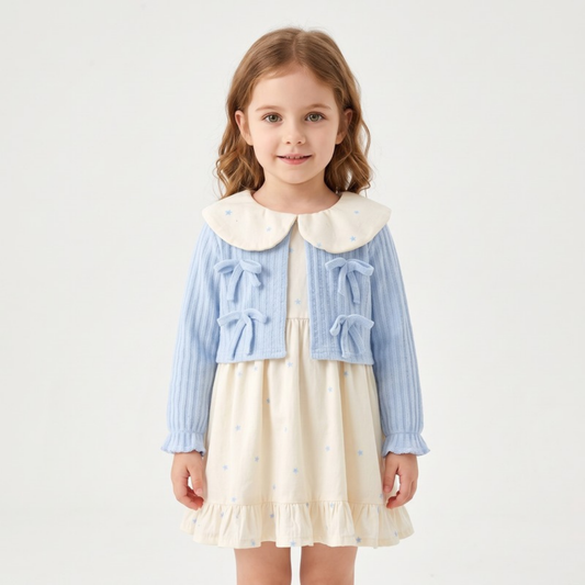 Lilo Doll Collar Floral Bow Dress - Blue