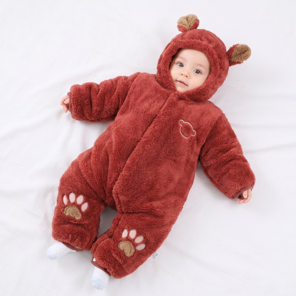 Lilo Teddy Bear Plush Romper - Rust Red