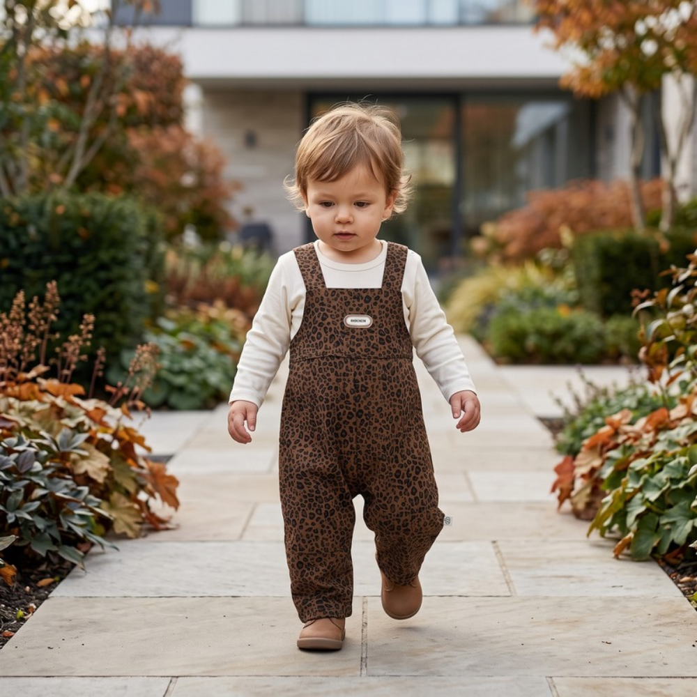 Lilo Baby Dungaree Two Piece Set - Khaki Leopard
