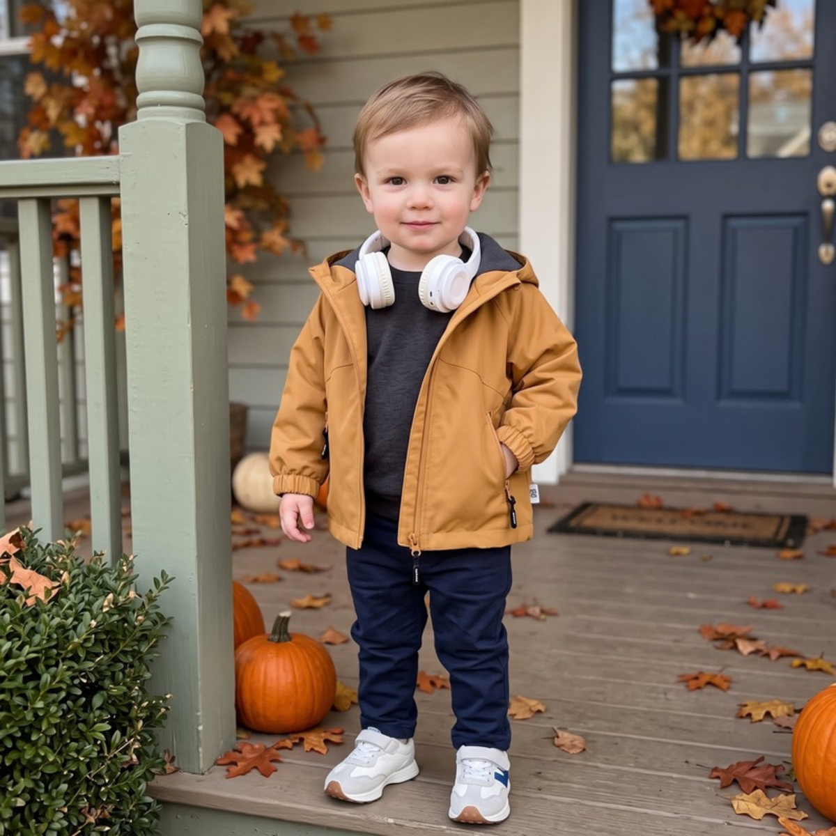 Lilo Hooded Windproof Boys Jacket - Mustard