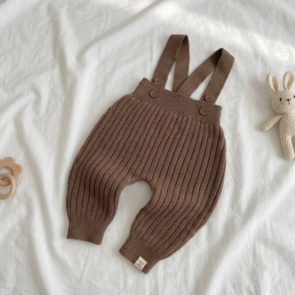 Lilo Knit Baby Overalls - Brown