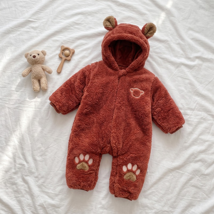 Lilo Teddy Bear Plush Romper - Rust Red