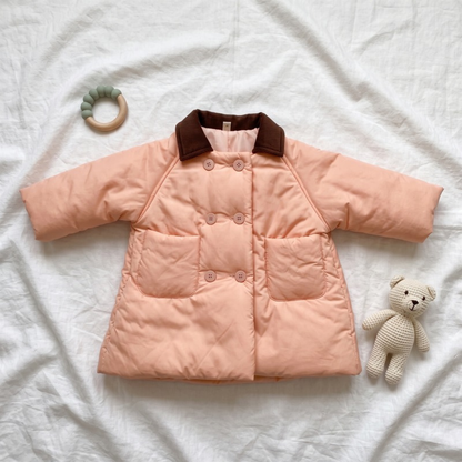 Lilo Double Breasted Padded Winter Coat - Coral