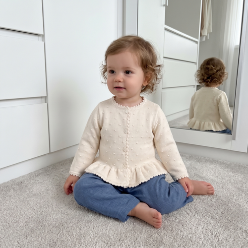 Lilo Cotton Cardigan Skirt Set - Off White