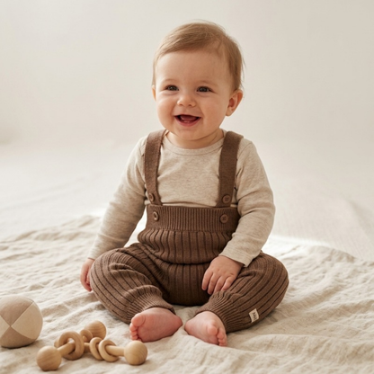 Lilo Knit Baby Overalls - Brown