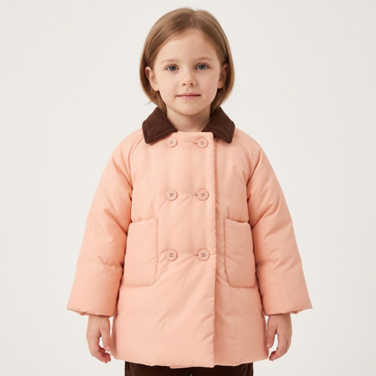 Lilo Double Breasted Padded Winter Coat - Coral