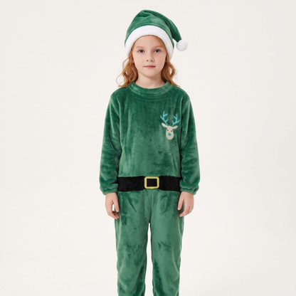 Lilo Flannel Christmas Pyjama Romper - Green Reindeer