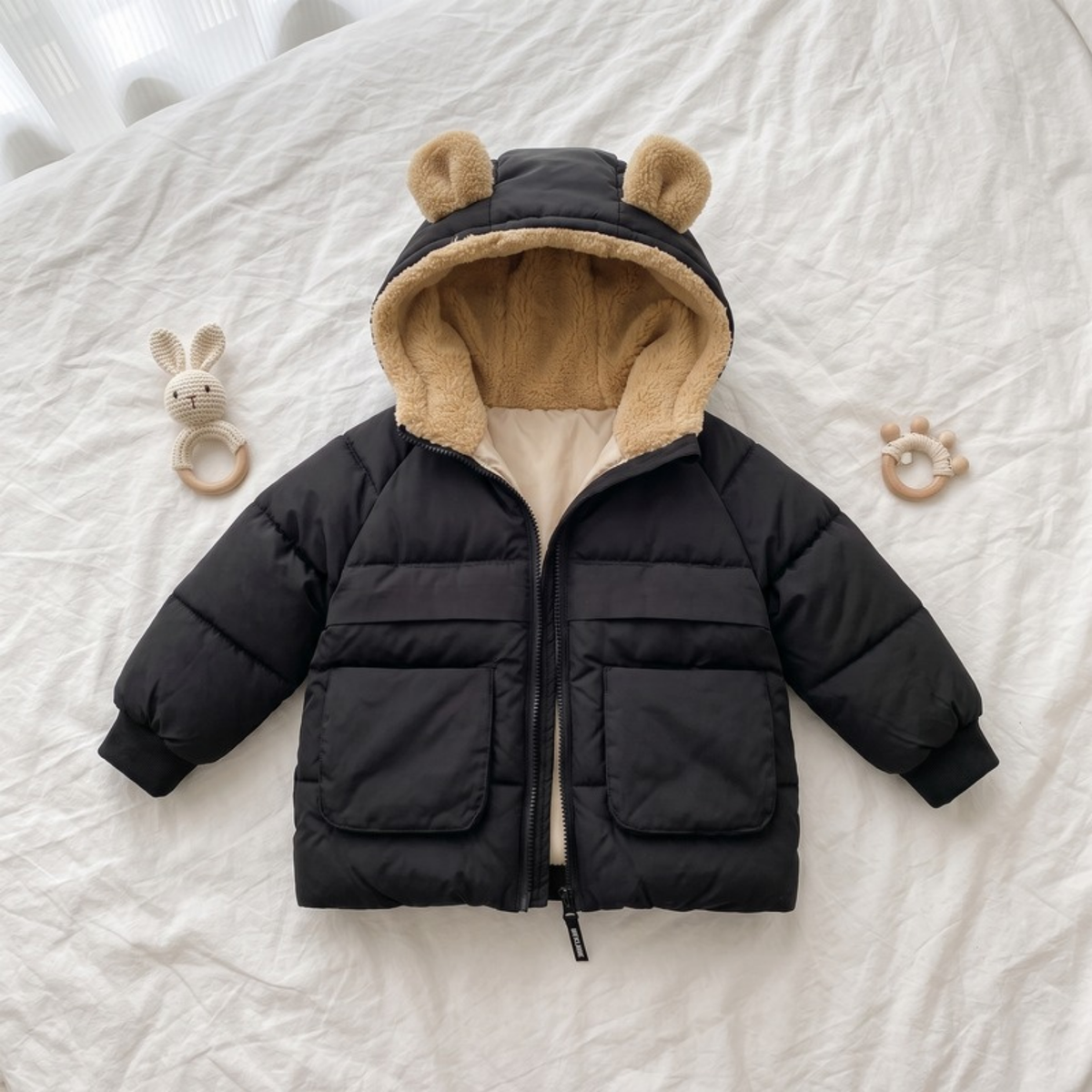 Lilo Fleece Lined Hooded Jacket - Black