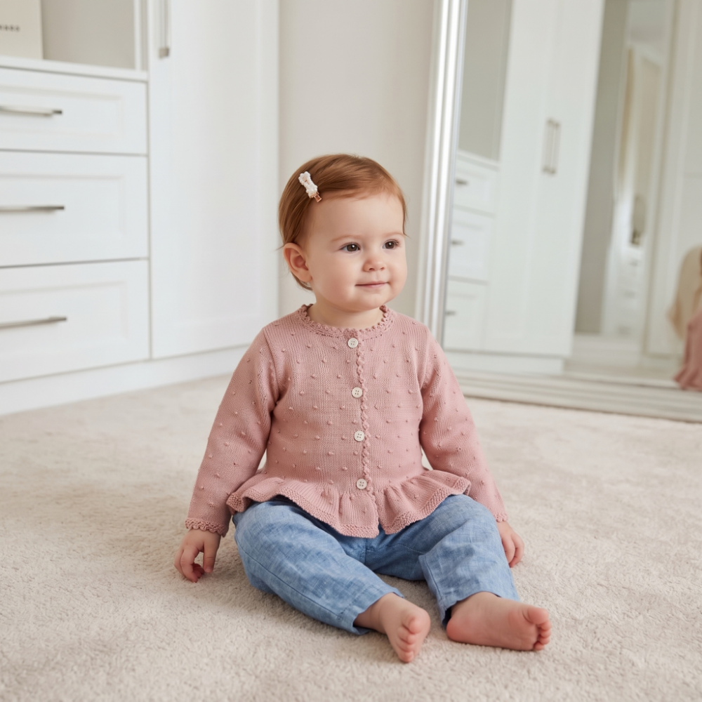 Lilo Cotton Cardigan Skirt Set - Pink
