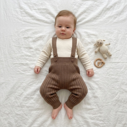 Lilo Knit Baby Overalls - Brown