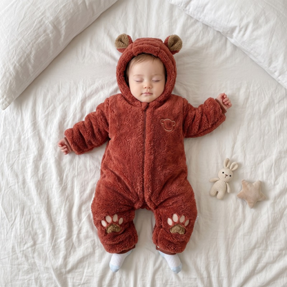 Lilo Teddy Bear Plush Romper - Rust Red