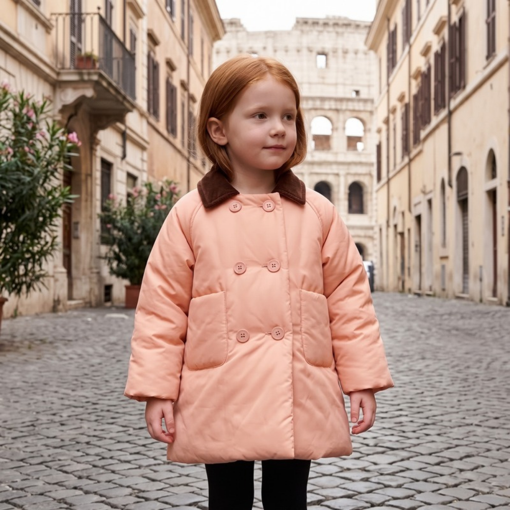 Lilo Double Breasted Padded Winter Coat - Coral