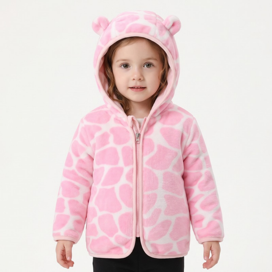 Lilo Curve Baby Coat - Pink Spot