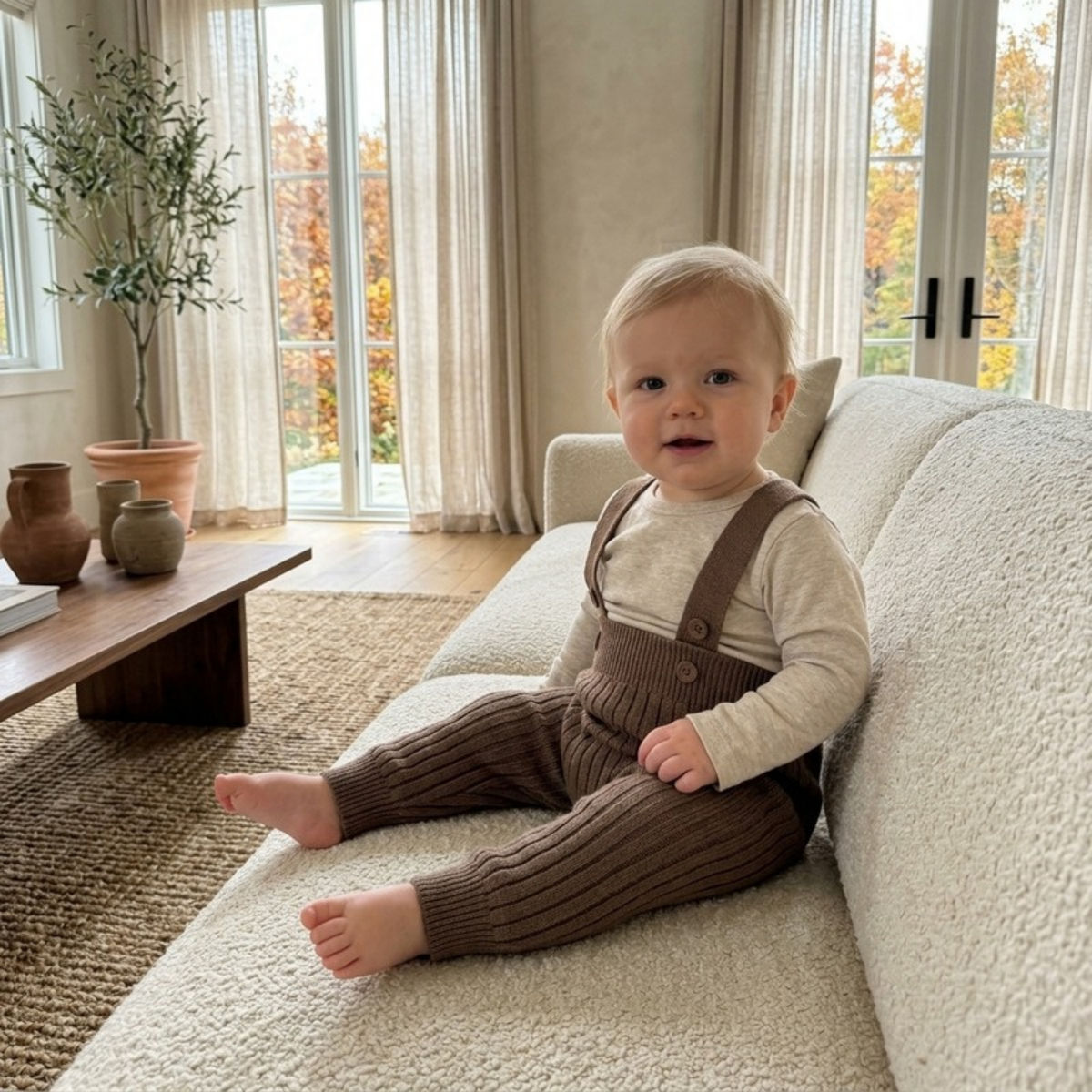 Lilo Knit Baby Overalls - Brown