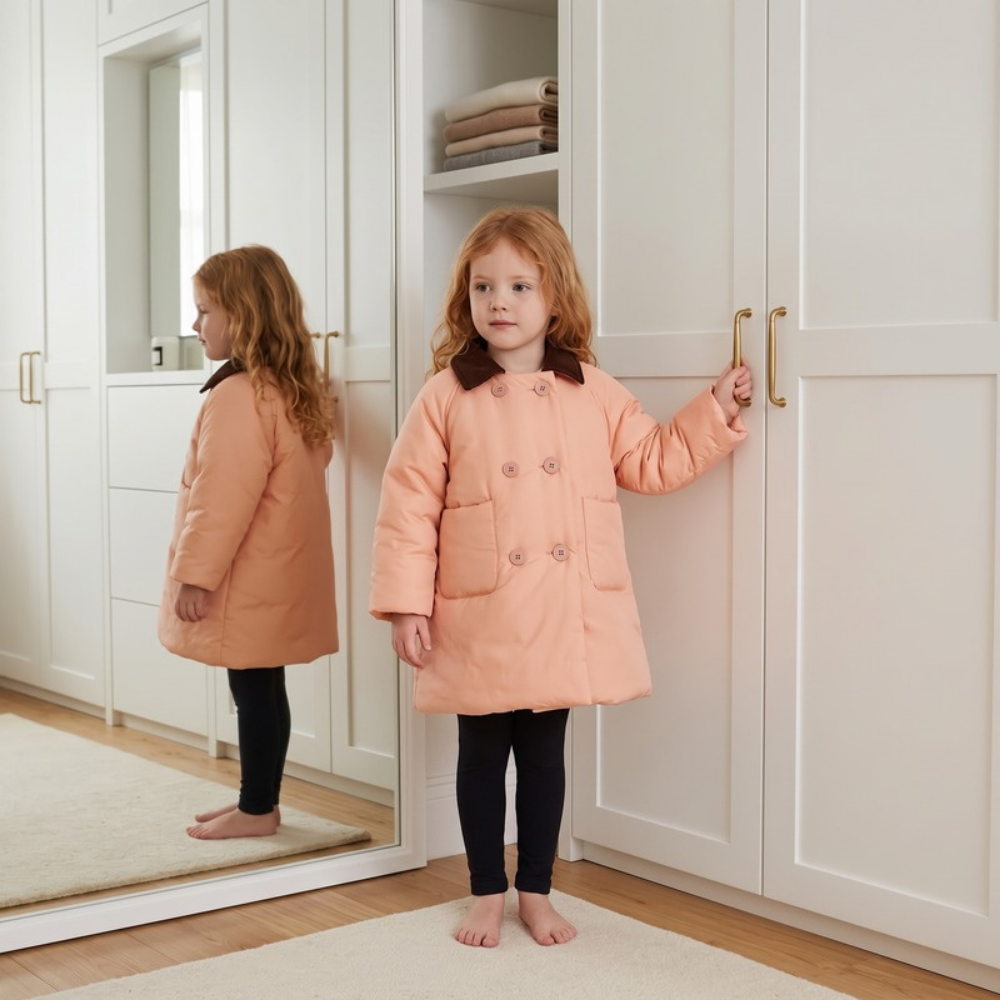 Lilo Double Breasted Padded Winter Coat - Coral