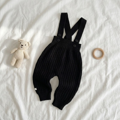 Lilo Knit Baby Overalls - Black