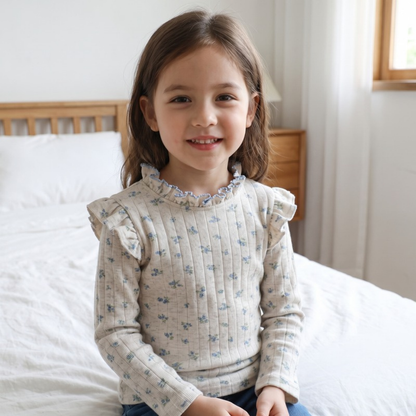 Lilo Petal Girls Floral Top - Cream Floral