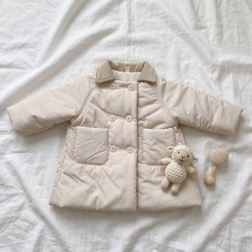 Lilo Double Breasted Padded Winter Coat - Off White