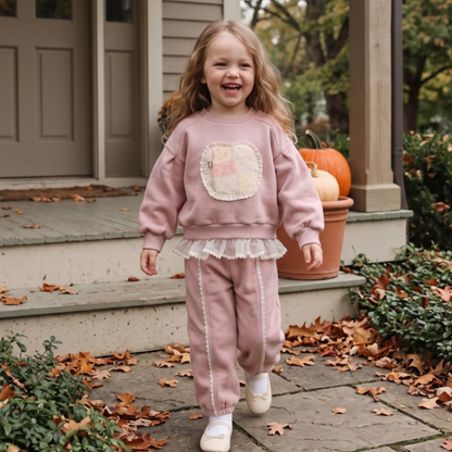 Lilo Fleece Sweatshirt and Pants Set - Pink