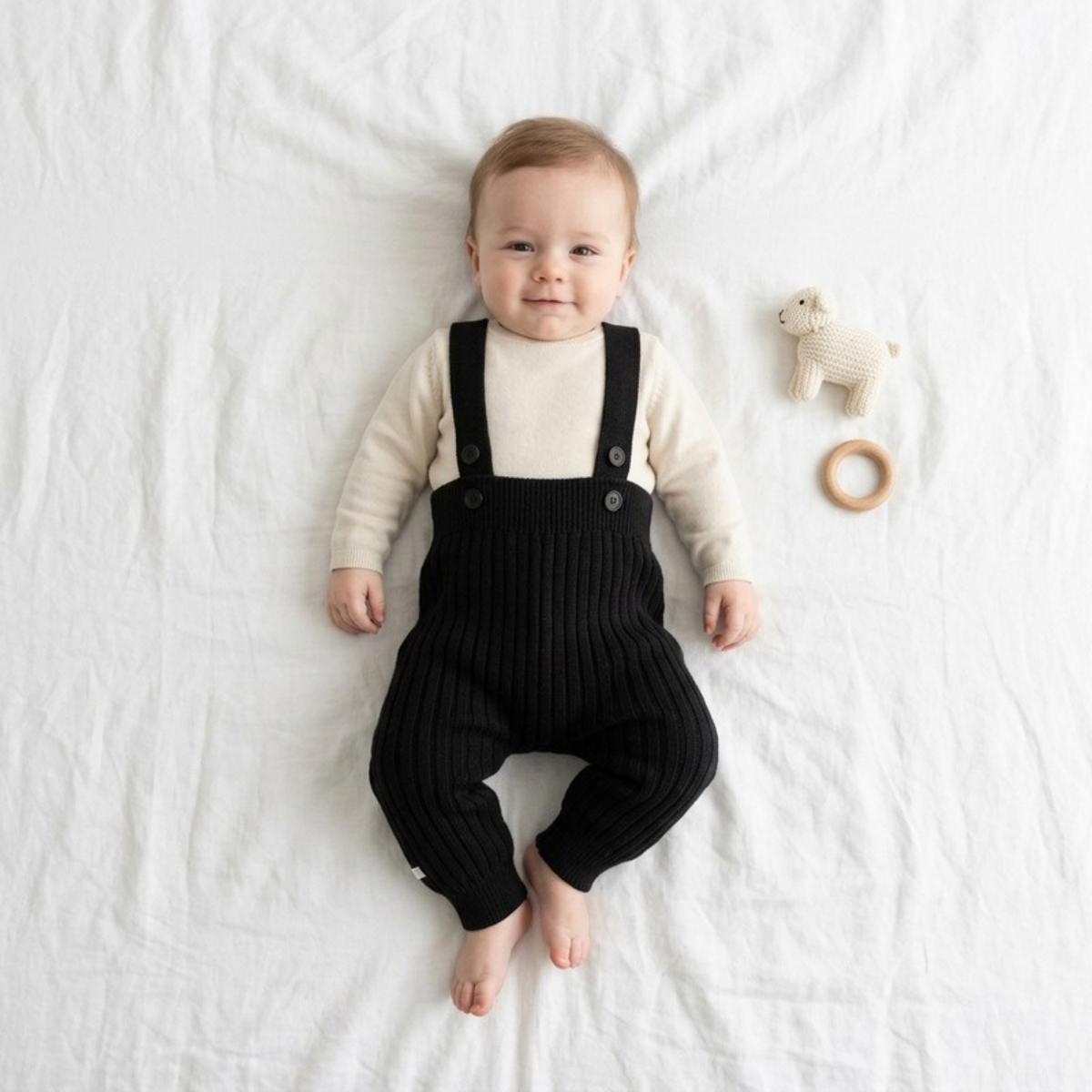 Lilo Knit Baby Overalls - Black
