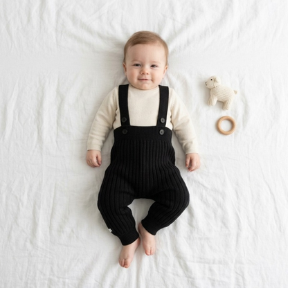Lilo Knit Baby Overalls - Black