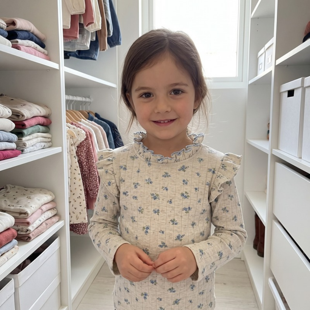 Lilo Petal Girls Floral Top - Cream Floral
