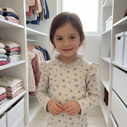 Lilo Petal Girls Floral Top - Cream Floral