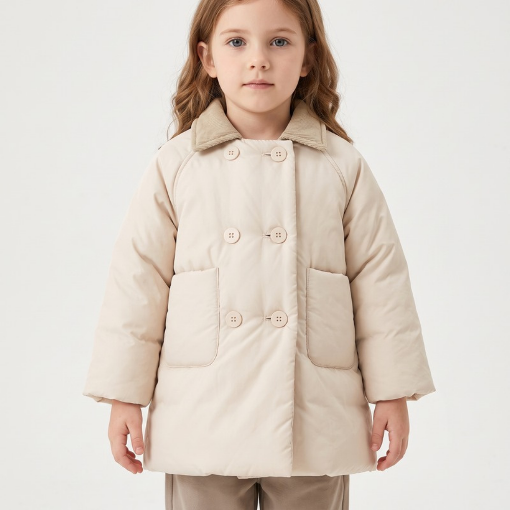 Lilo Double Breasted Padded Winter Coat - Off White