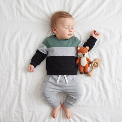Lilo Colour Block Sweatshirt Set - Green Grey Black