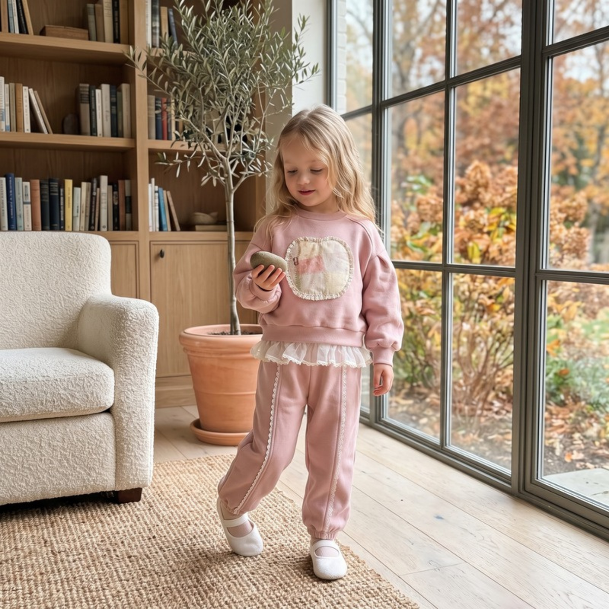 Lilo Fleece Sweatshirt and Pants Set - Pink