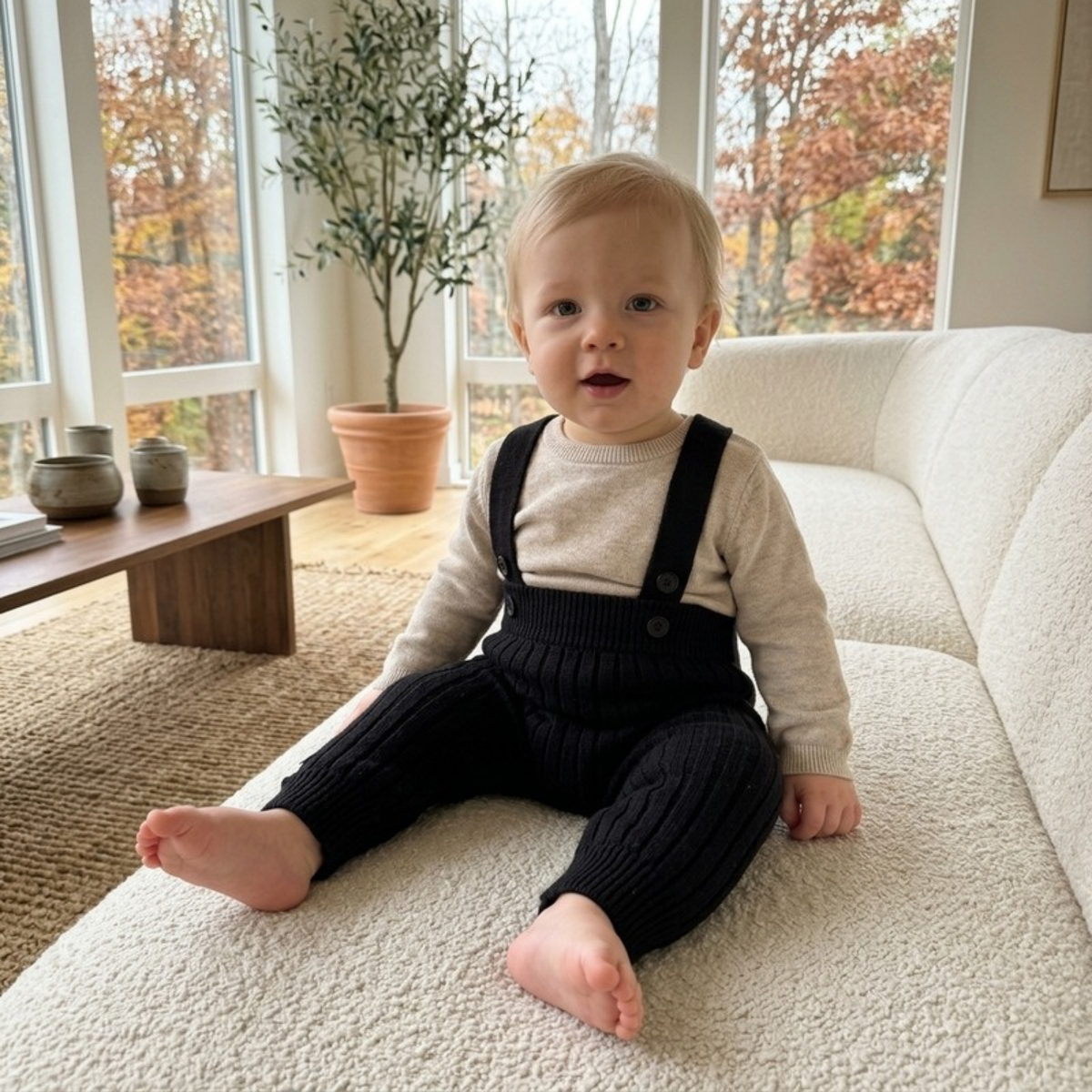 Lilo Knit Baby Overalls - Black
