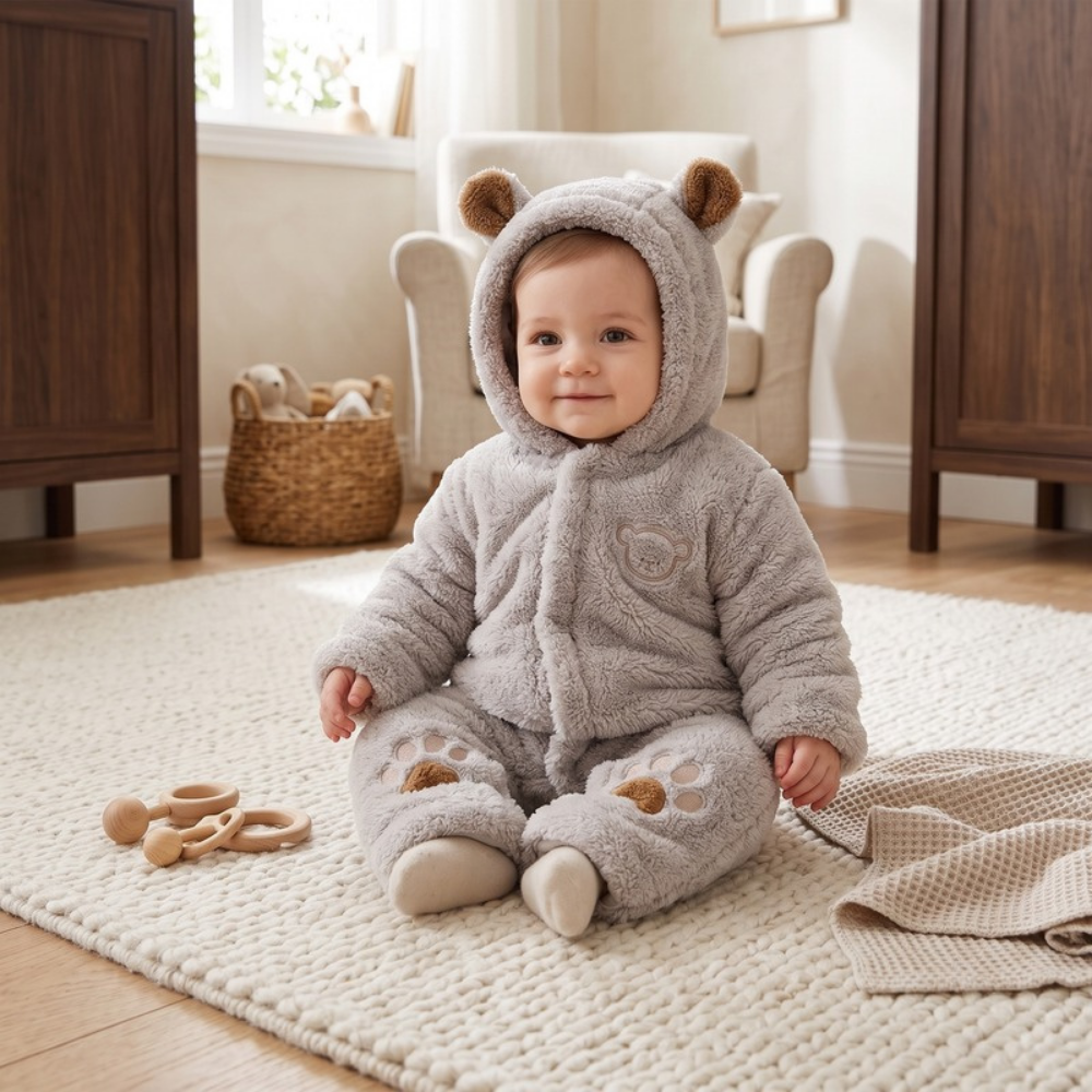 Lilo Teddy Bear Plush Romper - Grey