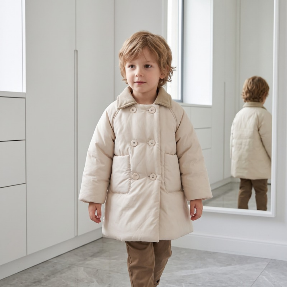 Lilo Double Breasted Padded Winter Coat - Off White