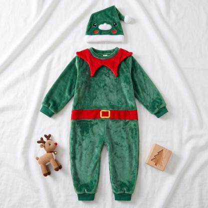 Lilo Flannel Christmas Pyjama Romper - Green Elf