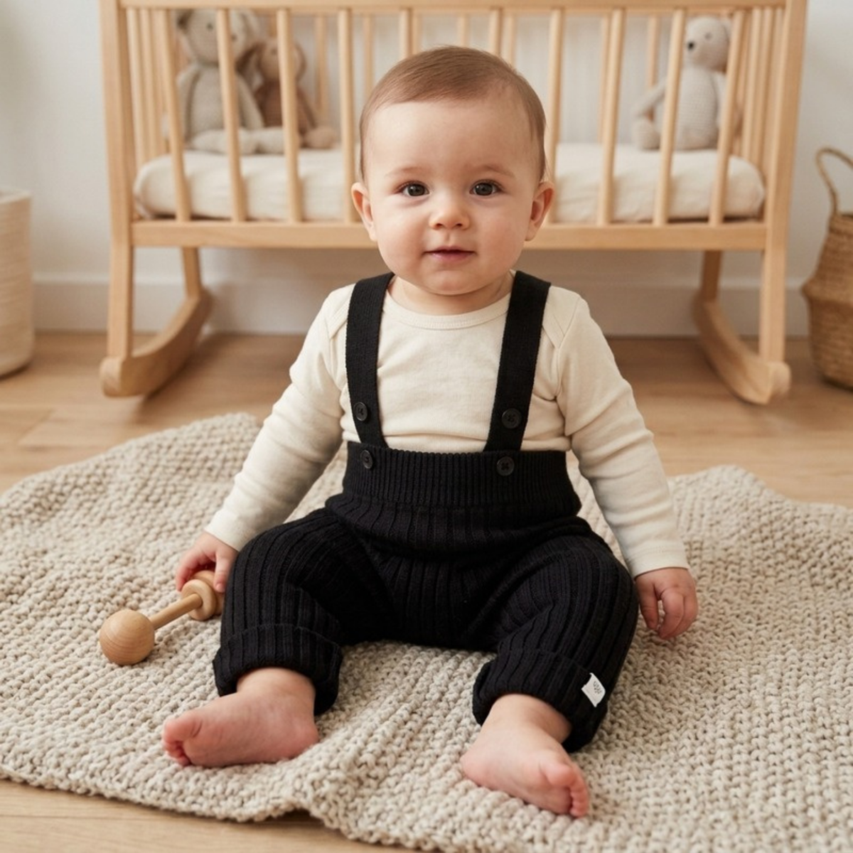 Lilo Knit Baby Overalls - Black