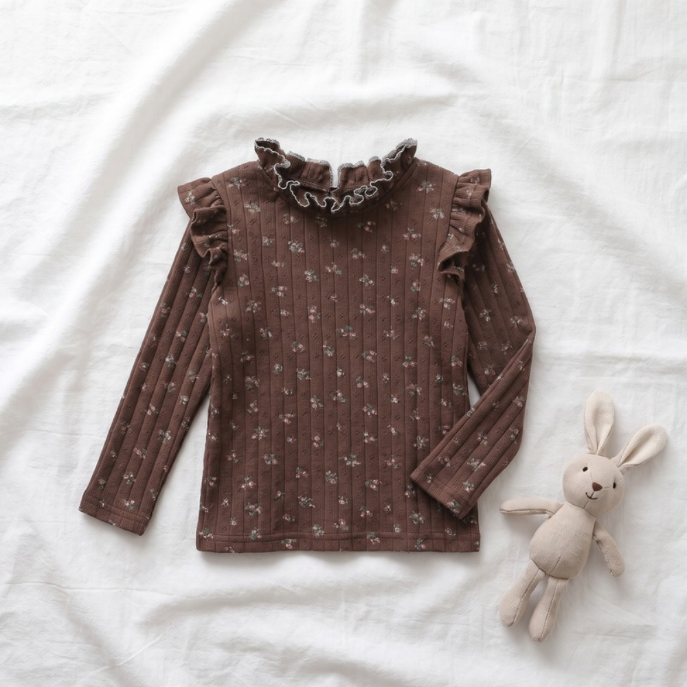 Lilo Petal Girls Floral Top - Brown Floral