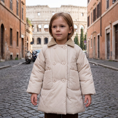 Lilo Double Breasted Padded Winter Coat - Off White