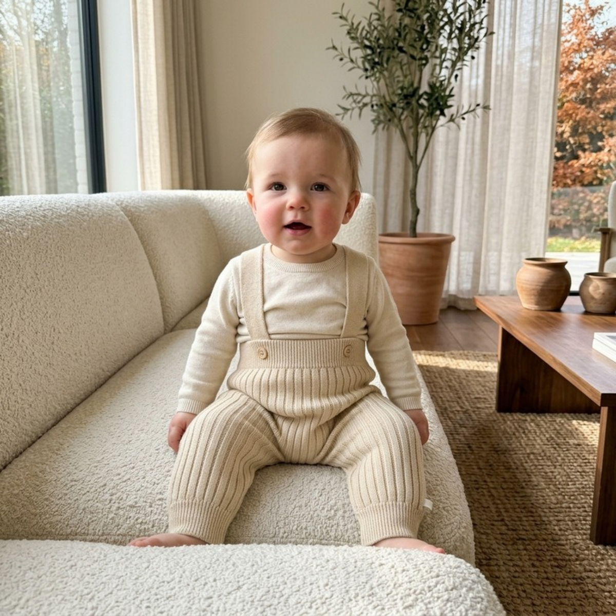 Lilo Knit Baby Overalls - Oatmeal