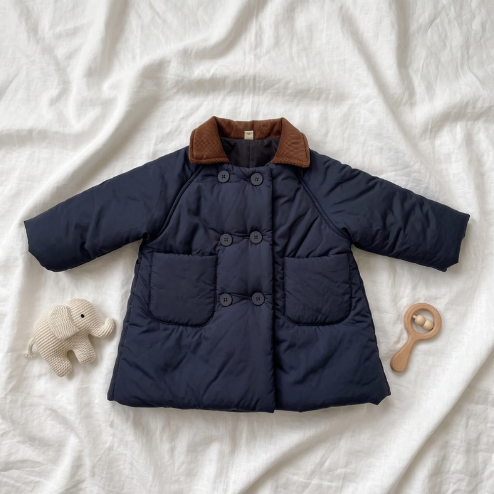 Lilo Double Breasted Padded Winter Coat - Deep Navy