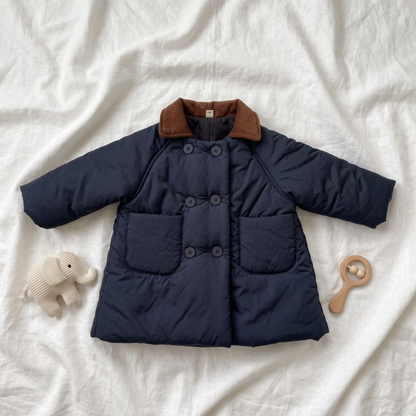 Lilo Double Breasted Padded Winter Coat - Deep Navy