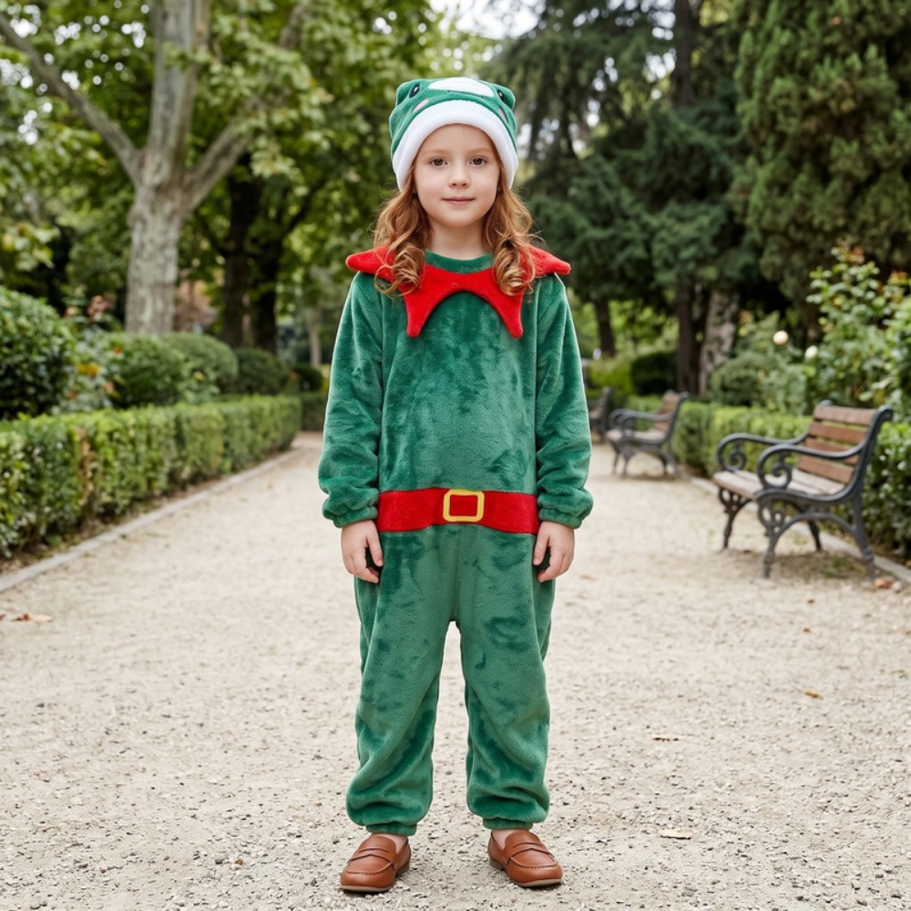 Lilo Flannel Christmas Pyjama Romper - Green Elf