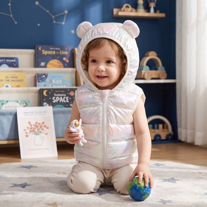Lilo Hooded Puffer Vest - Pearl White