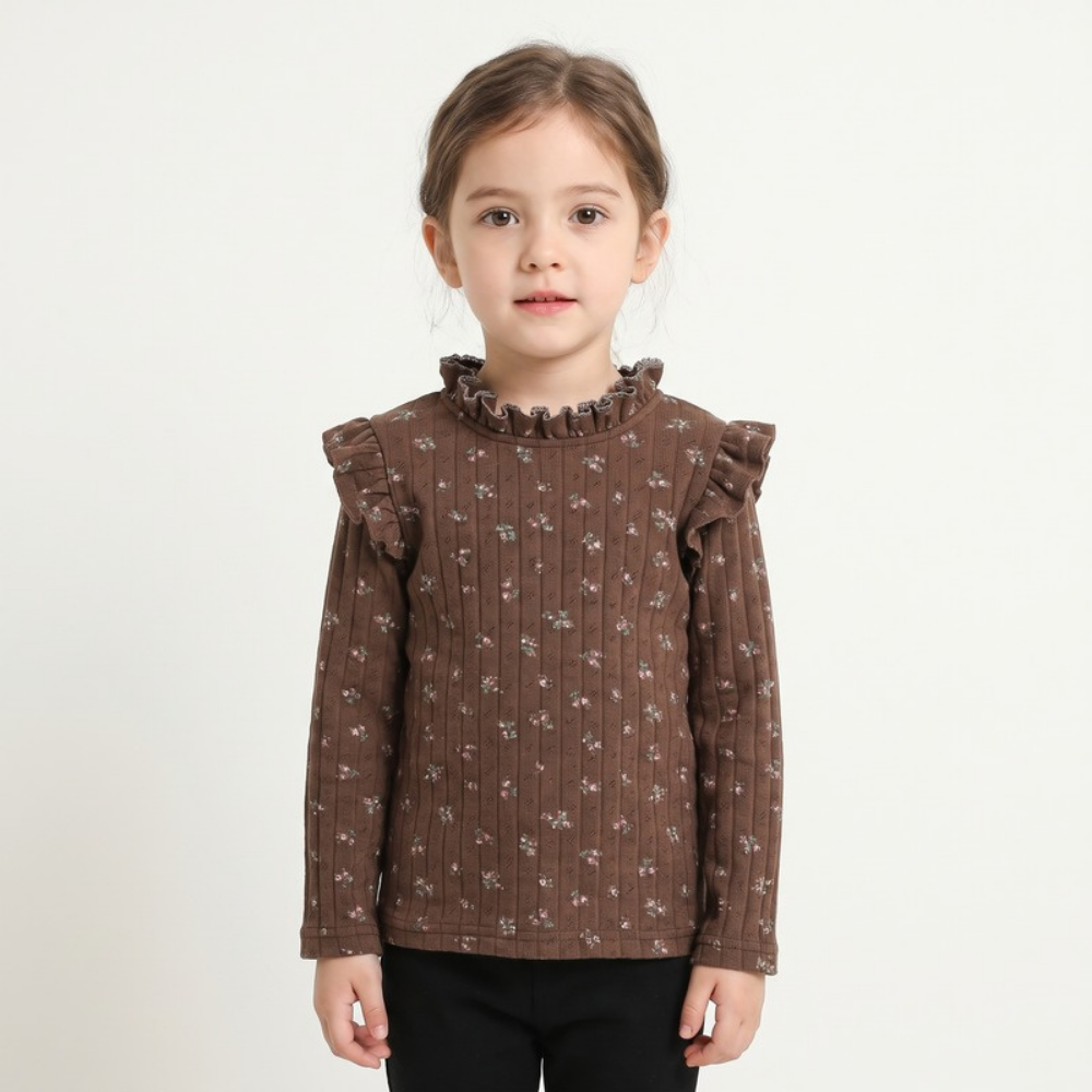 Lilo Petal Girls Floral Top - Brown Floral
