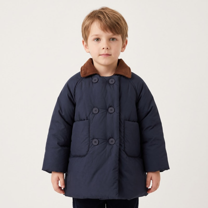 Lilo Double Breasted Padded Winter Coat - Deep Navy